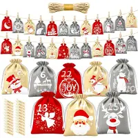 Dripio Calendario dell'Avvento da riempire, 24 sacchetti di tessuto, 13x18 cm, colore rosso