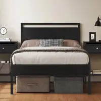 Dripio Letto singolo 90x200 cm con rete a doghe, contenitore e finitura nera