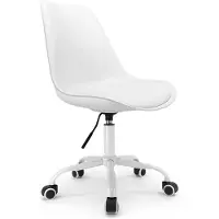 Merkloos Sedia da ufficio bianca, dal design scandinavo, con ruote e regolazione dell'altezza, e base in metallo verniciato di bianco