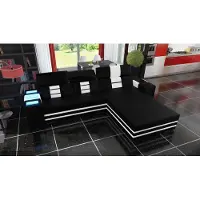 AEA Divano componibile imbottito di design, angolare, in pelle, illuminato