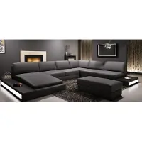 AEA Divano angolare moderno, rivestito in pelle, design elegante, set di divani, soluzione d'arredo per il soggiorno, modello PHM102