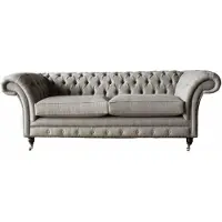 AEA Englische Chesterfield Sofa Couch Büro Möbel Dreisitz Samt 230cm Grau