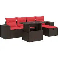 vidaXL set di divani da giardino a 6 pezzi con cuscini in rattan marrone
