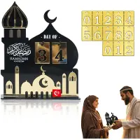Dripio Calendario dell'Avvento per il Ramadan, in legno, 1 pezzo, colore nero, 21,9 cm