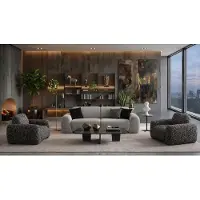 AEA Wohnzimmer Set 3 Sitzer Sofa 2x Sessel Modern Grau Strukturiert
