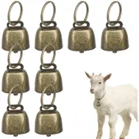 Dripio Set di 8 campanelli per mucche in metallo, piccoli, stile vintage, in bronzo