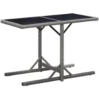 Merkloos Tavolo da giardino in rattan sintetico con piano in vetro, dimensioni 110x53 cm