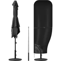 OEM Copertura parasole impermeabile per ombrelloni da spiaggia di 2-3 metri, colore nero, dimensioni 215 x 30 x 66/44 cm, realizzata con materiale resistente ai raggi UV e traspirante