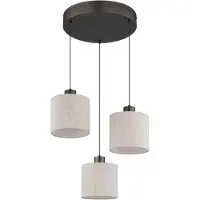Globo Lampada a sospensione a LED, nero-cromo opaco, lino color crema, H 180 cm
