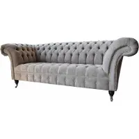 AEA Grau Chesterfield Couch Dreisitzer Sitzpolster Couchen Sofa Möbel