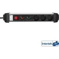 InLine 16431A Presa multipla, alluminio, contatto di terra a 3 vie, con protezione da sovraccarico e sovratensione, con interruttore, 1,5 m
