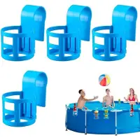 Merkloos Portabicchieri per piscina, rotondi e quadrati, confezione da 4, colore blu, adatti per l'area della piscina