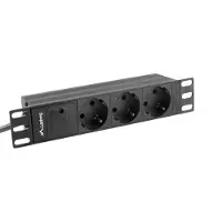 Lanberg PDU-03F-0200-BK PDU Steckdosenleiste 10" 1U 3x Schuko 2m schwarz