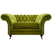 AEA Poltrona Chesterfield verde oliva imbottita mobili di design tessile 1 posto