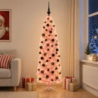 Syfax Albero di Natale artificiale slim con palline 180 cm 300 LED