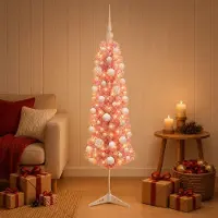 Syfax Albero di Natale artificiale slim con pallina 120 cm 150 LED