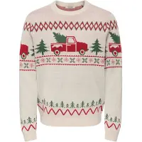 Only & Sons Pullover 'ONSX-MAS 1' beige / verde / rosso