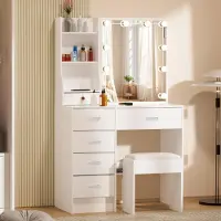 Sonstiges Tavolino con illuminazione e sgabello bianco 80x34x130cm