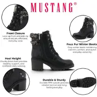 Mustang Stivaletto stringato 'Leila' nero
