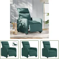 The Living Store Recliner elettrico in tessuto verde scuro