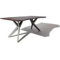 MASSIVMOEBEL24.DE | FREEFORM 4 Tavolo da pranzo in legno di acacia - laccato marrone / gambe in ferro - antracite lucido 140x90x76