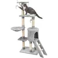 Dripio Kratzbaum Paris, 138 cm, con rifugio, per gatti, colore grigio