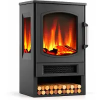 Relaxdays Camino elettrico , con effetto fiamma, riscaldamento, 2 livelli di riscaldamento, 900/1800 W, termostato, timer, dimensioni (altezza x larghezza x profondità): 75x44x35 cm, colore nero