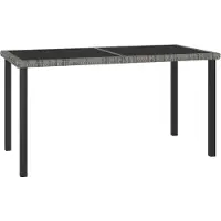 Merkloos Tavolo da esterno in rattan sintetico con piano in vetro temperato, dimensioni 140 x 70 cm