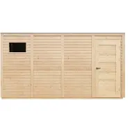 Timbela M327F2 Casetta da Giardino in Legno 8,16 m², capanno da giardino per esterno con Pareti da 17 mm, casetta in legno da giardino per Attrezzi e Biciclette con porte a pannello in legno massello