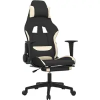 vidaXL Sedia da gaming con funzione massaggio e poggiapiedi, in tessuto nero e crema