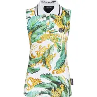 Plein sport Polo smanicata in cotone con stampa barocca all-over