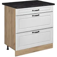 Vicco Mobiletto base per cucina R-Line Bianco country/Rovere dorato 80 cm con 3 cassetti piano di lavoro Antracite, Model 72444