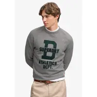 Superdry per uomo. M2014553A Felpa grigia dal taglio rilassato con applicazioni in feltro. (L), Casual, Grigio, Cotone