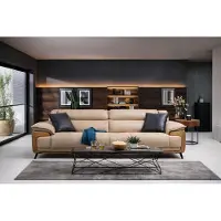 AEA Hellbeiger Polster 3-Sitzer Exklusive Textilsofas Wohnzimmer 3-er
