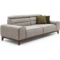 AEA Modernes 3-Sitzer Sofa Grau Braun Stoff Wohnzimmer Polstersofa