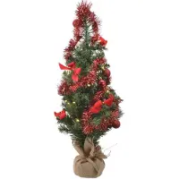 Kaemingk Albero di Natale artificiale a batteria con decorazioni rosse - 20 luci a micro LED - 60CM