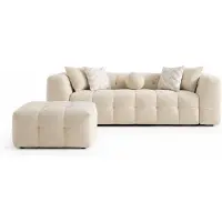 AEA 3-Sitzer Sofa Beige Stoff Wohnzimmer weich Modern geräumig