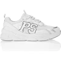 Plein sport Sneakers basse in pelle e mesh con monogramma a contrasto