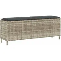 vidaXL Panca da giardino con cuscini grigio chiaro 110x30x40,5 cm in poly rattan