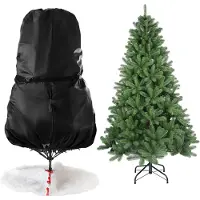 Salcar 138 x 185 cm Borsa per la conservazione dell'albero di Natale Borsa per l'albero di Natale Copri albero di Natale con zip, nero
