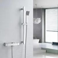 Sonstiges Set completo per doccia con termostato, miscelatore e soffione quadrato, finitura cromata, da montare a parete