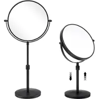 Dripio Specchio per il trucco, set da 2, colore nero, regolabile in altezza, dimensioni 13,5 x 38,5-49,5 cm