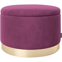Dripio Pouf rotondo in velluto con spazio contenitore, color lilla, 55 x 35 x 55 cm