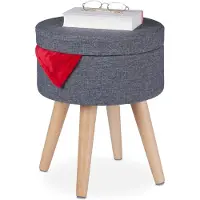Dripio Mobile contenitore con piano d'appoggio, altezza x diametro 45,5x37 cm, grigio/naturale