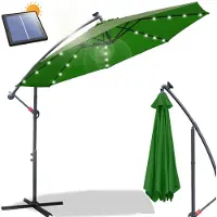 Sonstiges Ombrellone da giardino con manovella, diametro 300 cm, colore verde, resistente all'acqua, con luci LED solari