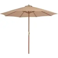 Festnight Ombrellone da esterno, diametro 300 cm, ideale per mercati o giardini, colore beige, struttura in legno