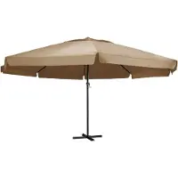 vidaXL Ombrellone da giardino a 8 braccia, ideale per mercati, terrazze e balconi, con protezione UV. Altezza: 385 cm. Peso: 13 kg. Colore: tortora. Diametro: 600 cm
