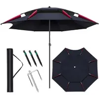 Sonstiges Ombrellone con 16 stecche, resistente al vento, orientabile a 360°, diametro 200 cm, colore nero