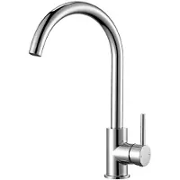 CECIPA Miscelatore monocomando per cucina, girevole a 360°, alta pressione, in acciaio inossidabile, attacco G3/8, finitura cromata