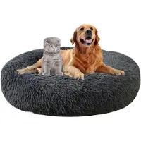 Sonstiges Cuccia per cani, forma rotonda, in peluche, lavabile, antiscivolo, diametro 50 cm, colore grigio scuro